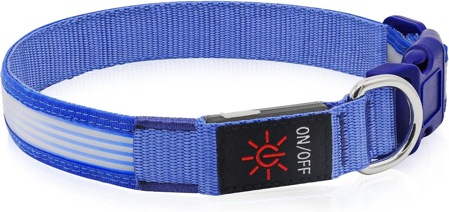 USB Rechargeable LED Dog Collar for Night Walks