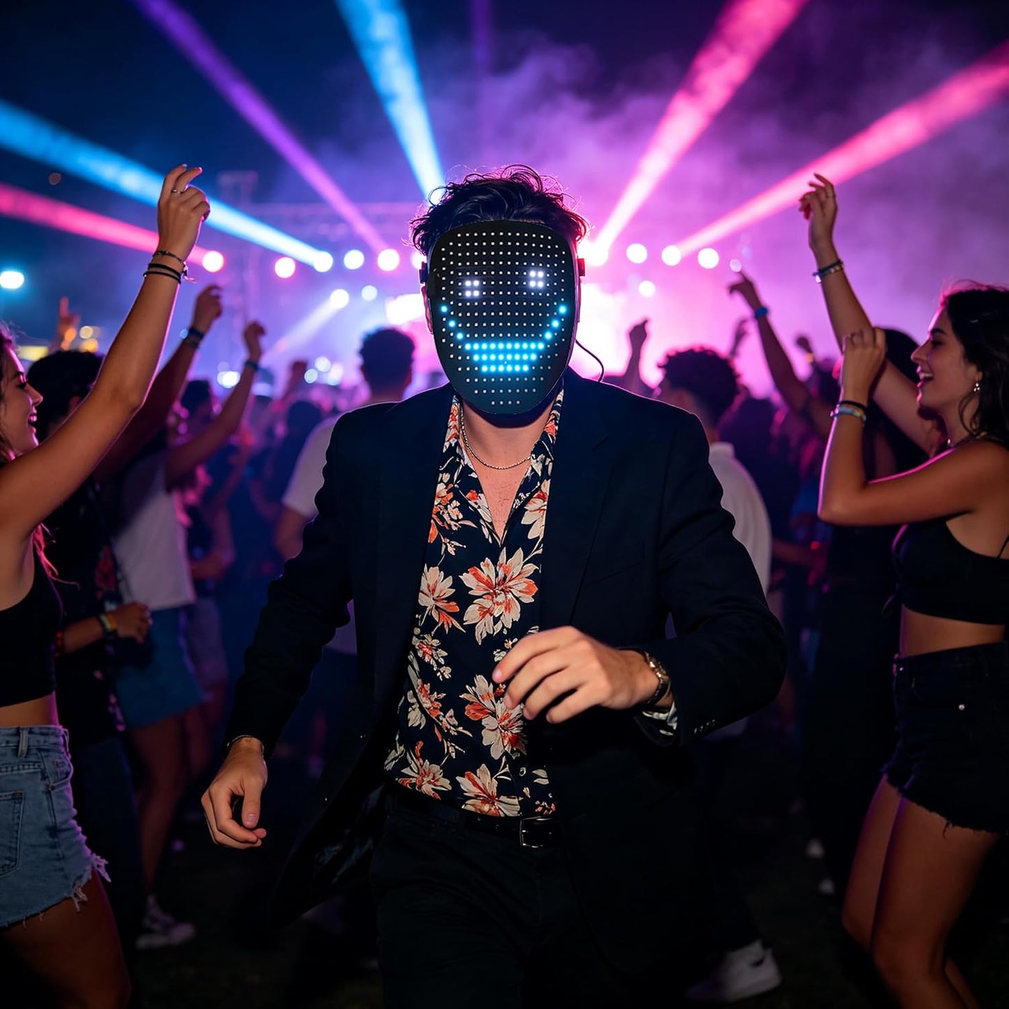 Gesture Sensing LED Face Mask β Rechargeable Halloween Cosplay Mask