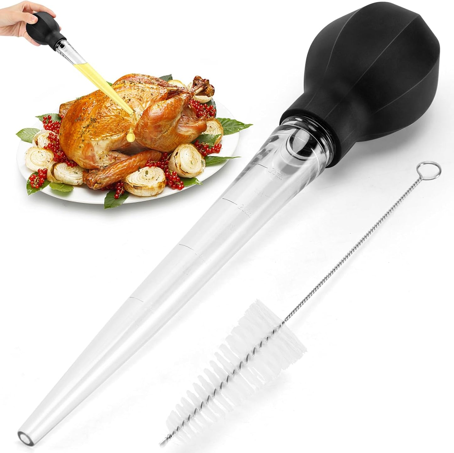 Large Turkey Baster with Cleaning Brush – Heat-Resistant Cooking Baster
