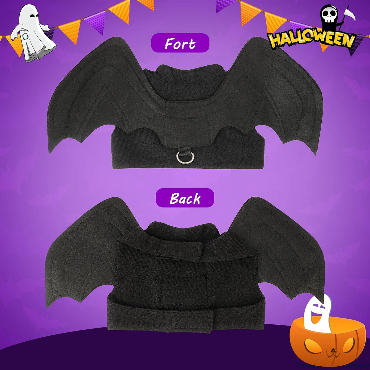 Halloween Bat Wings Costume for Cats & Small Dogs – Lightweight Adjustable Pet Costum