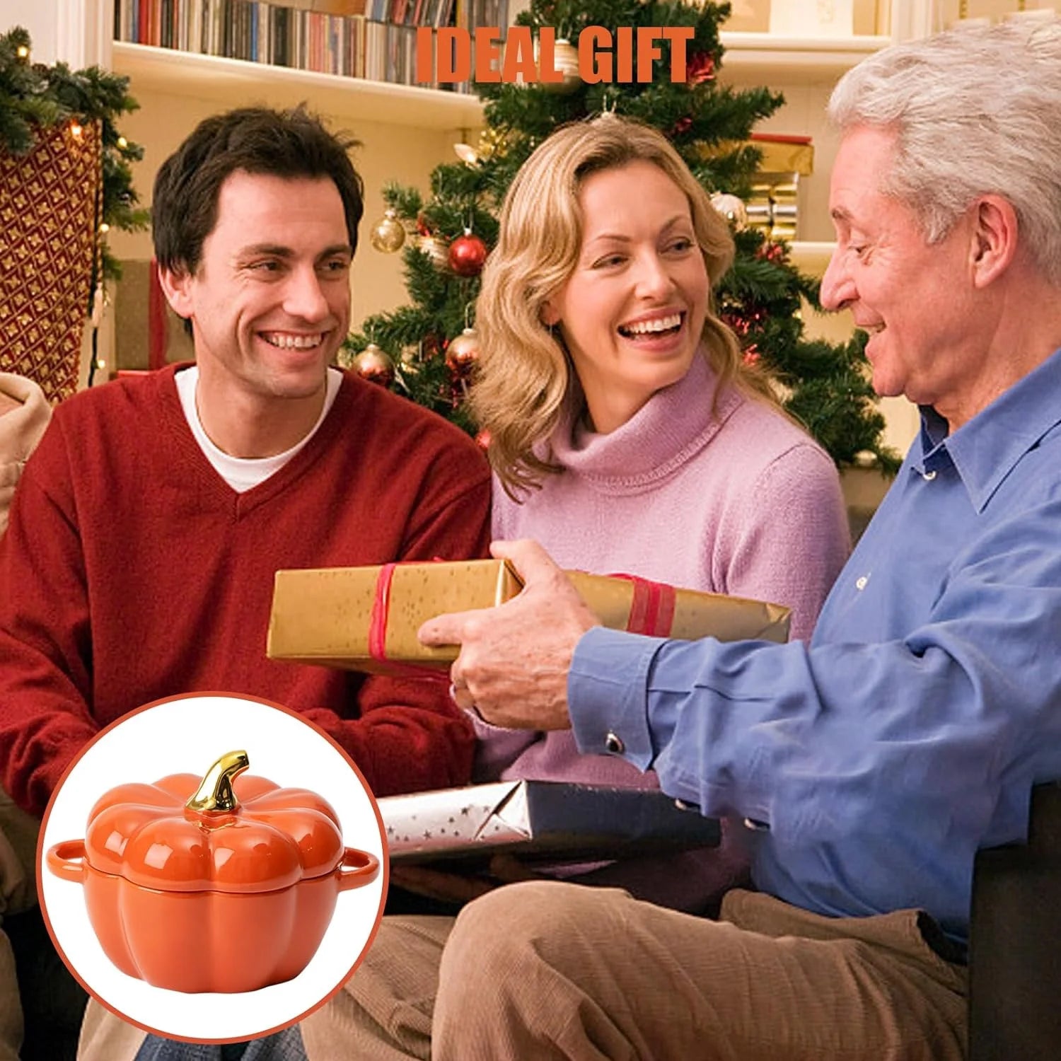 Cute Bowl, Pumpkin Ceramic Bowl with Lid, Microwave & Dishwasher Safe Dessert or Soup Bowl with Handle, Decor Dinnerware for Thanksgiving Halloween Christmas