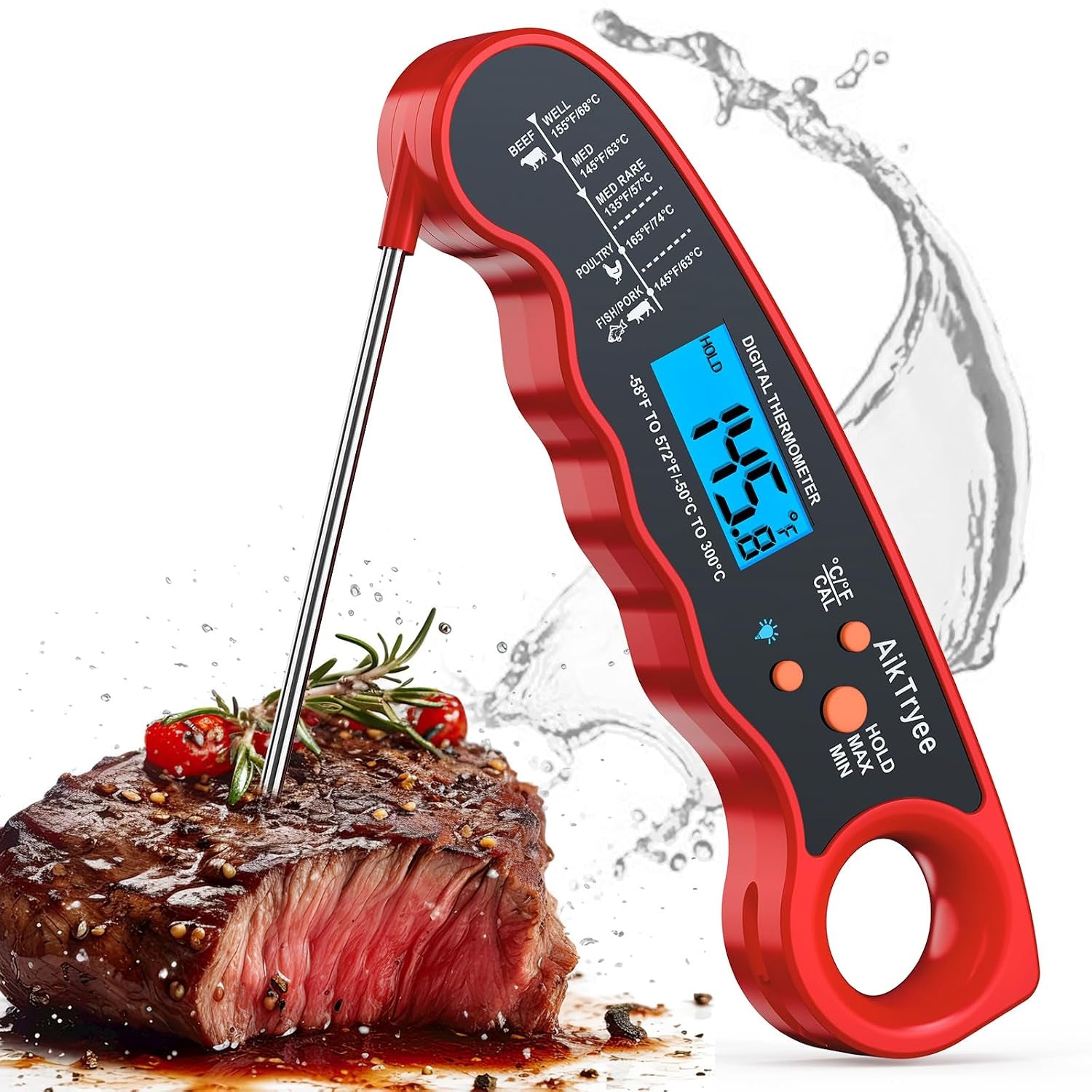 Digital Instant Read Meat Thermometer Kitchen Cooking Food Candy Thermometer for Oil Deep Fry BBQ Grill Smoker Thermometer by
