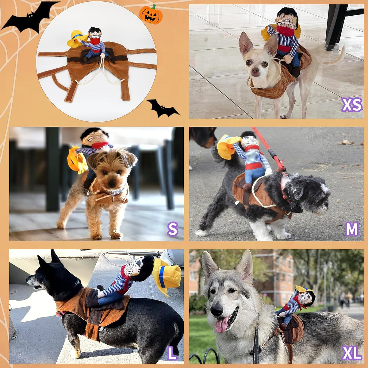 Cowboy Rider Dog Costume - Halloween Dog Costumes for Small Dogs