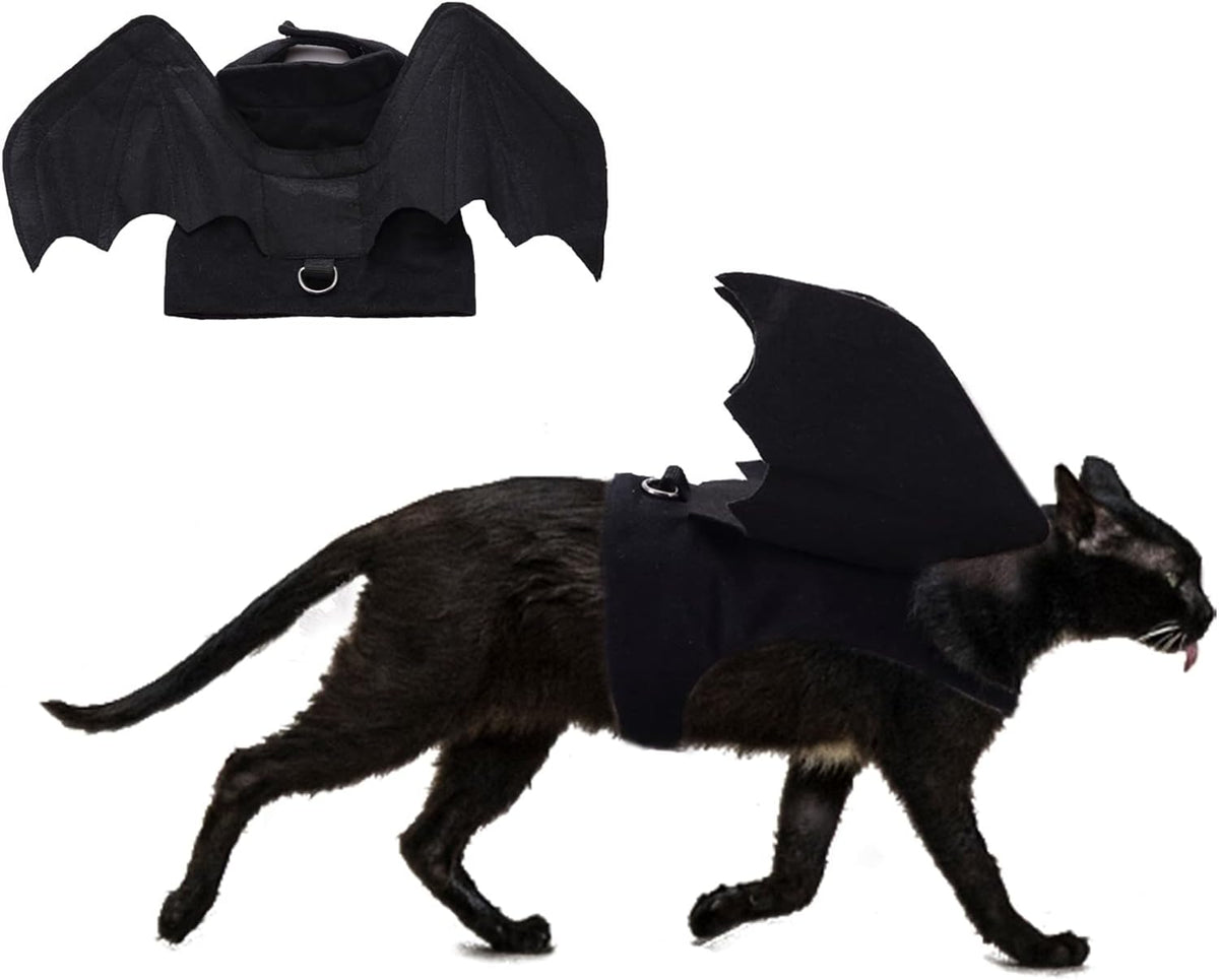 Halloween Bat Wings Costume for Cats & Small Dogs – Lightweight Adjustable Pet Costum