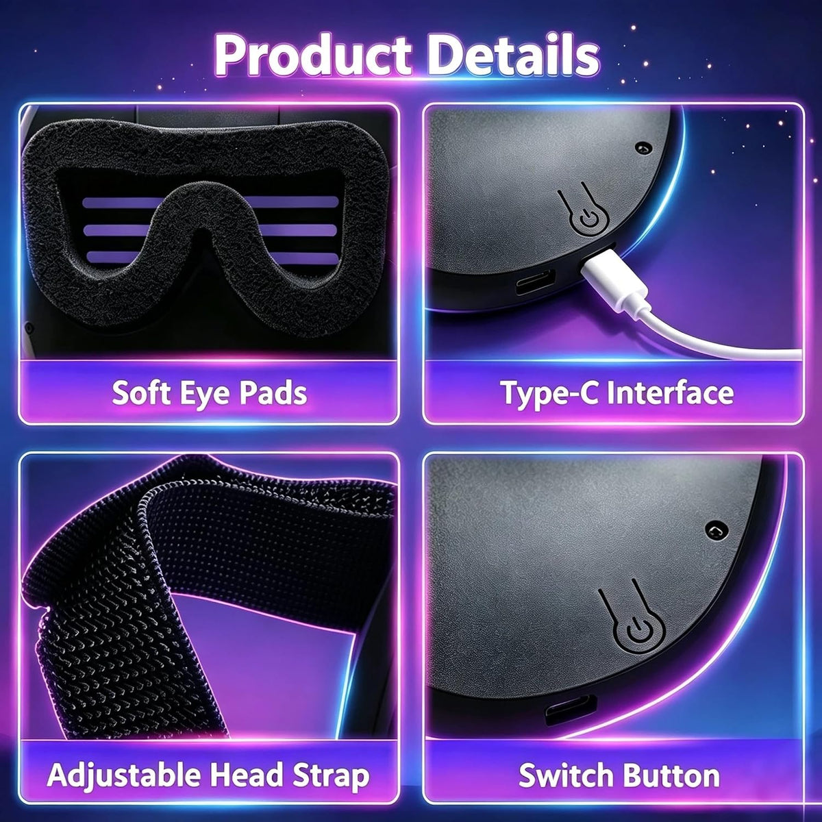 Gesture Sensing LED Face Mask – Rechargeable Halloween Cosplay Mask