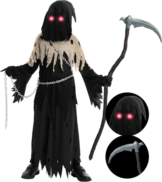 Glowing Eyes Grim Reaper Costume for Kids, Halloween Costume for Boys, Halloween, Dress-Up Party