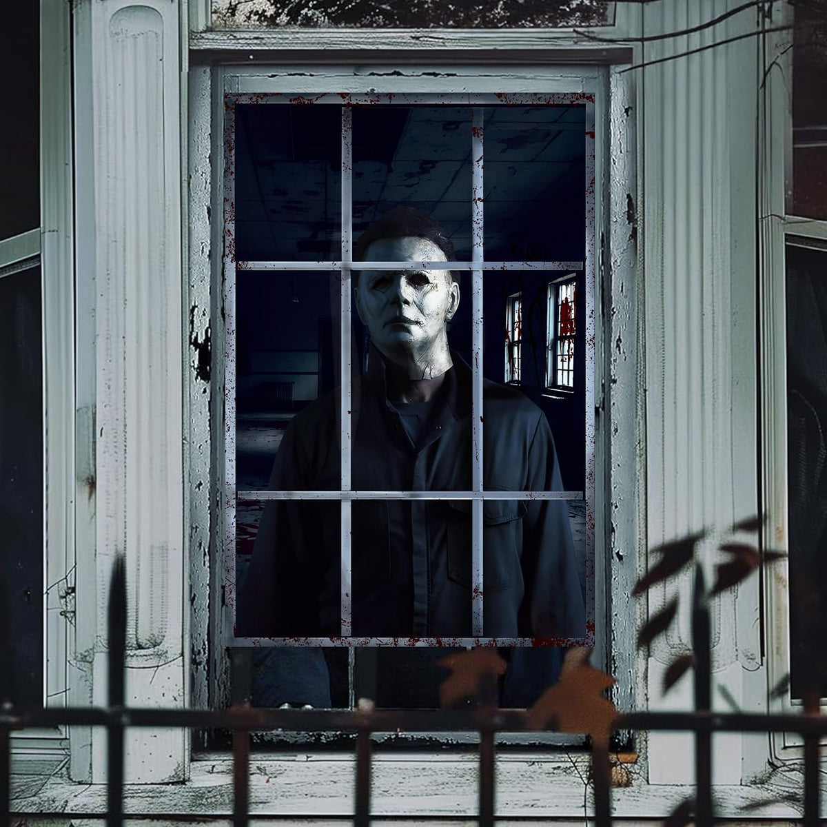 Halloween Window Decorations Scary Window Cover Horror Haunted House Decoration Halloween Theme Curtain for Indoor Outdoor Party Wall Door Decor