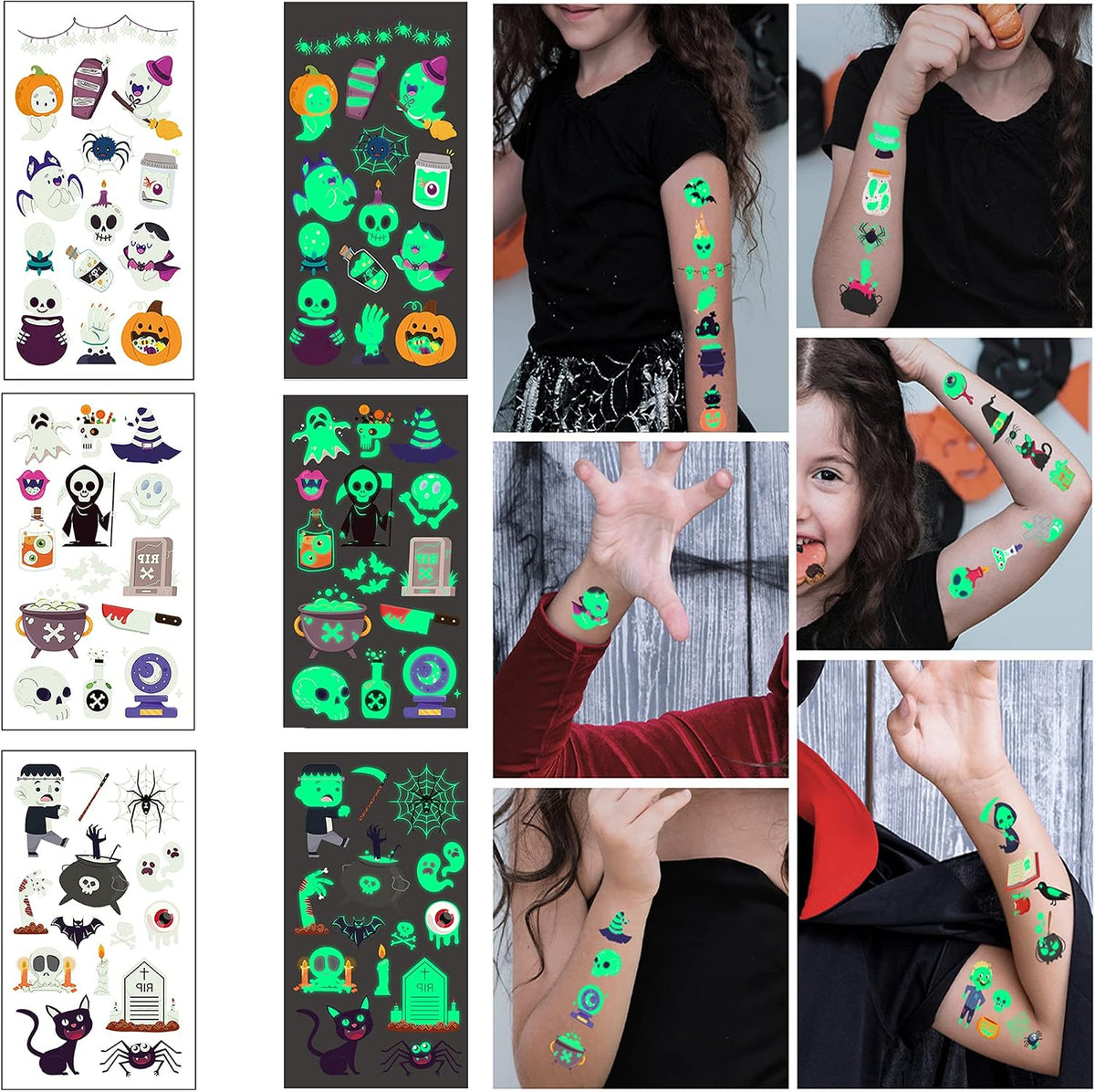 77 PCS Halloween Party Decorations Set - Halloween Balloons Fluorescent Stickers Halloween Ghost Hanging Decoration Halloween Window Clings Suitable for Outdoor and Indoor Halloween Decorations.