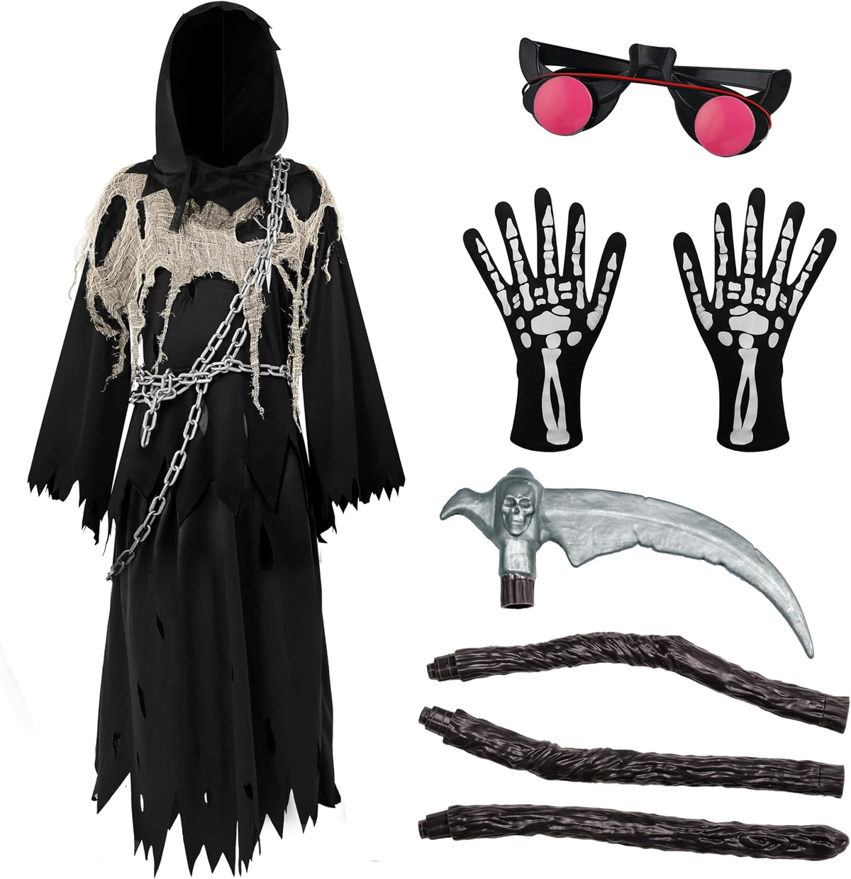 Glowing Eyes Grim Reaper Costume for Kids, Halloween Costume for Boys, Halloween, Dress-Up Party