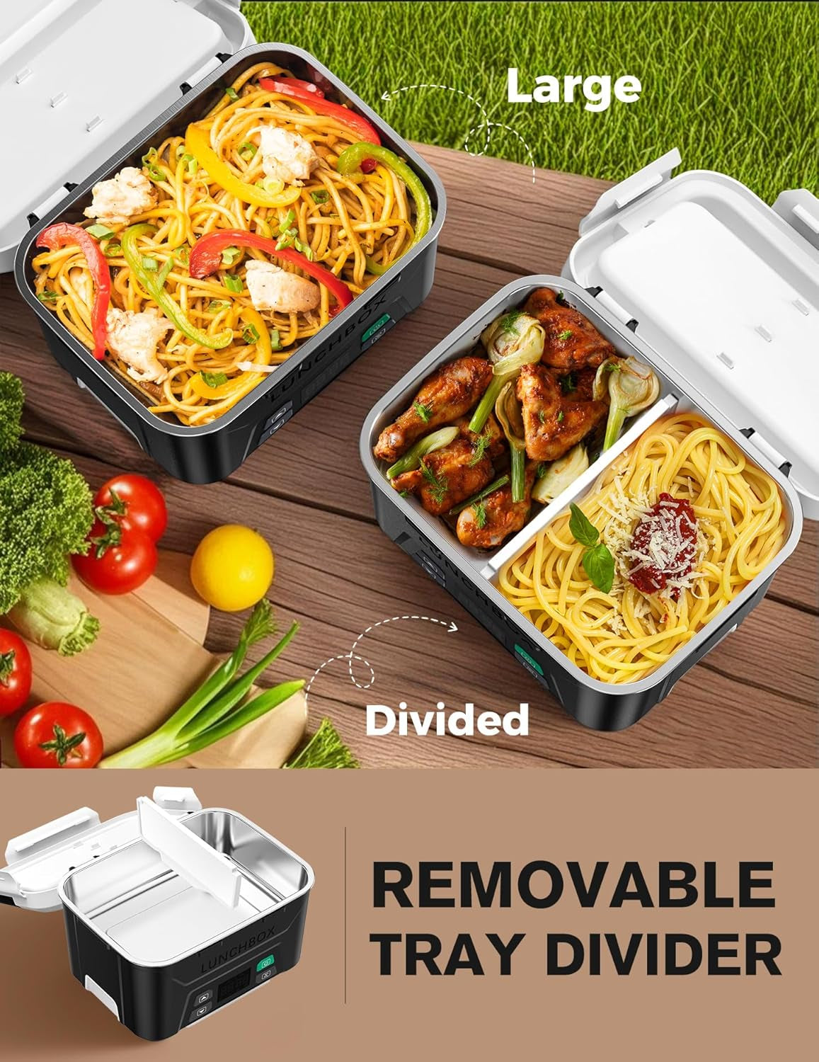 Cordless Electric Heated Lunch Box with Timer – Portable Food Warmer