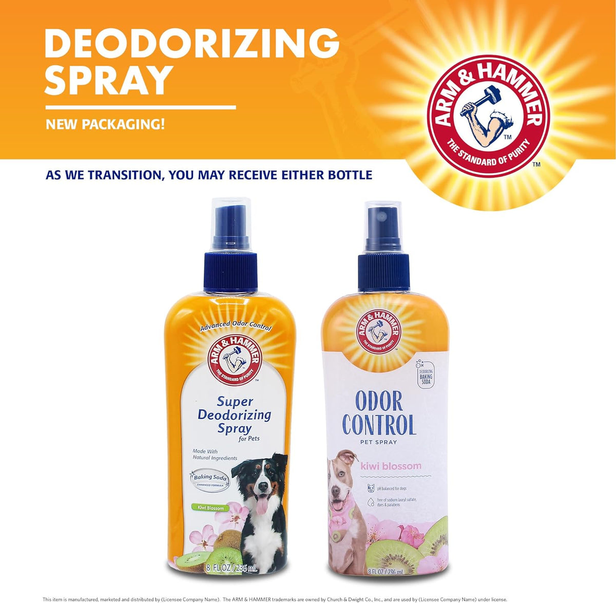 Arm & Hammer Kiwi Blossom Dog Deodorizing Spray, 8 fl oz (6-Pack)