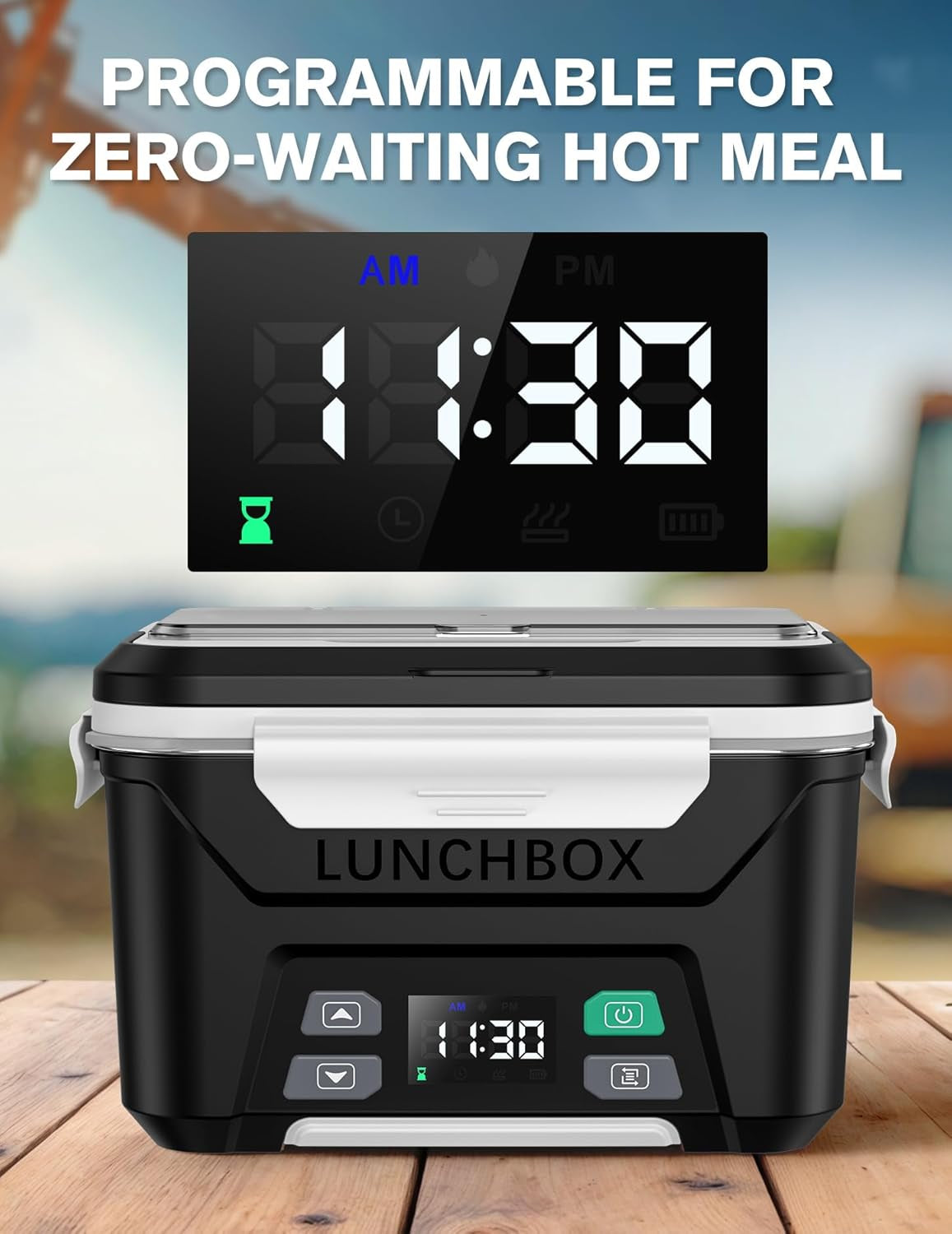 Cordless Electric Heated Lunch Box with Timer – Portable Food Warmer