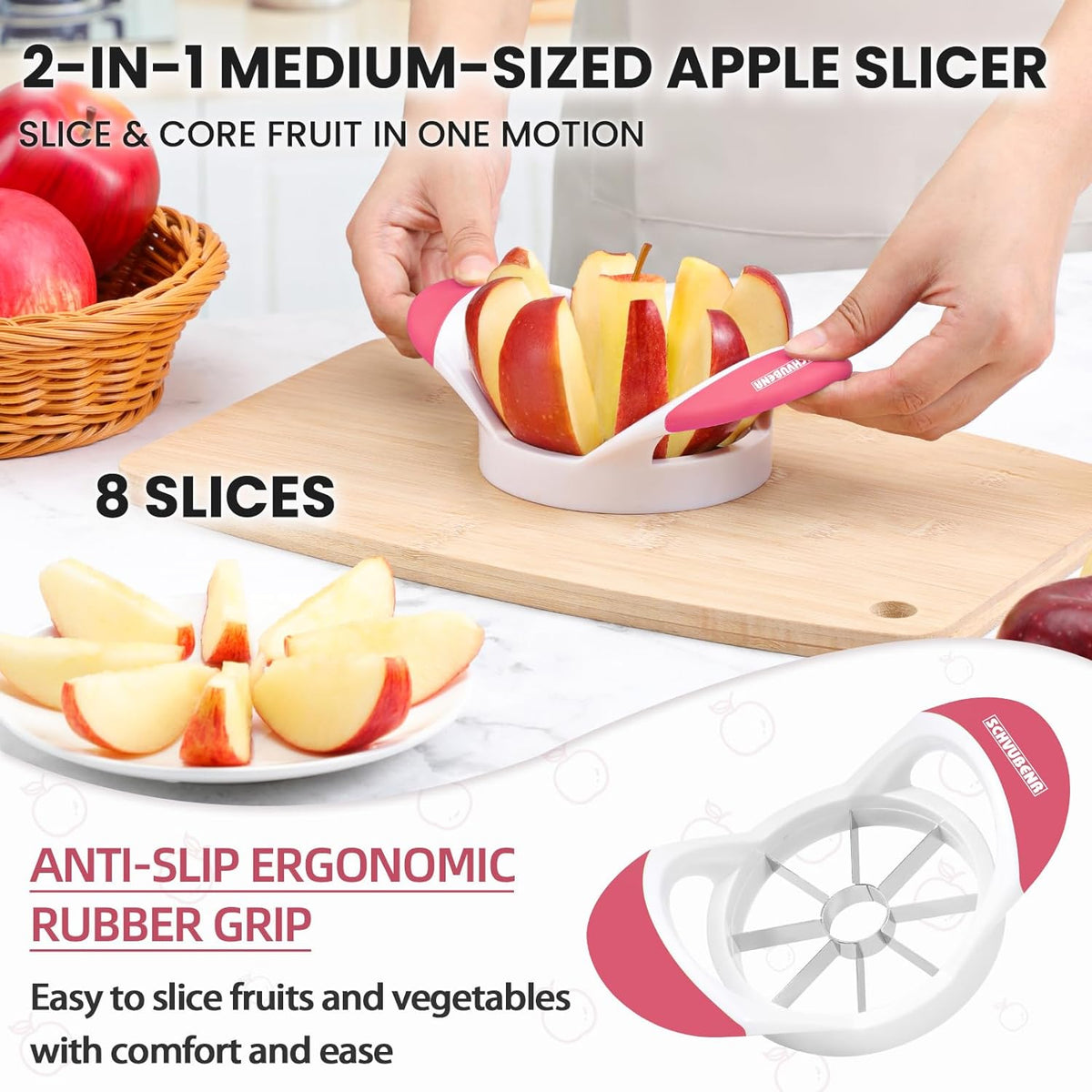 3.5 Inch Apple Slicer & Corer – Stainless Steel Apple Cutter