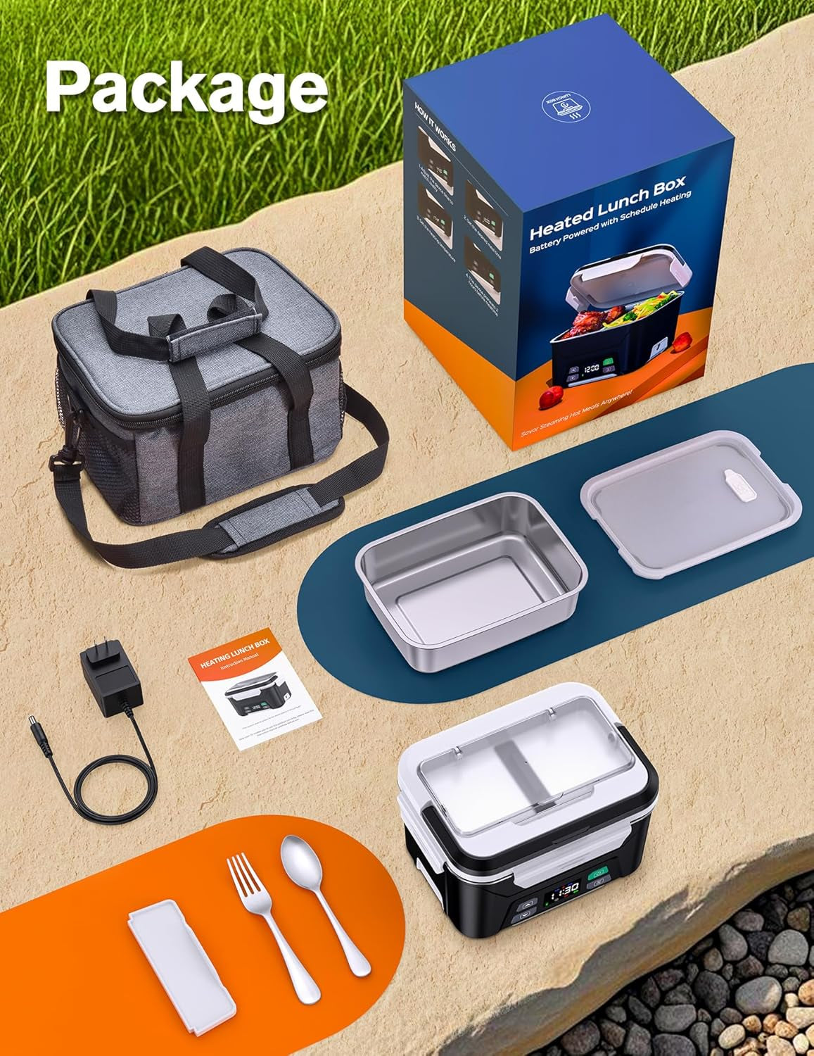 Cordless Electric Heated Lunch Box with Timer – Portable Food Warmer