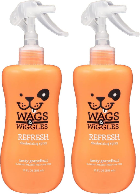 Wags & Wiggles Zesty Grapefruit Dog Deodorizing Spray, 12 fl oz (2-Pack)
