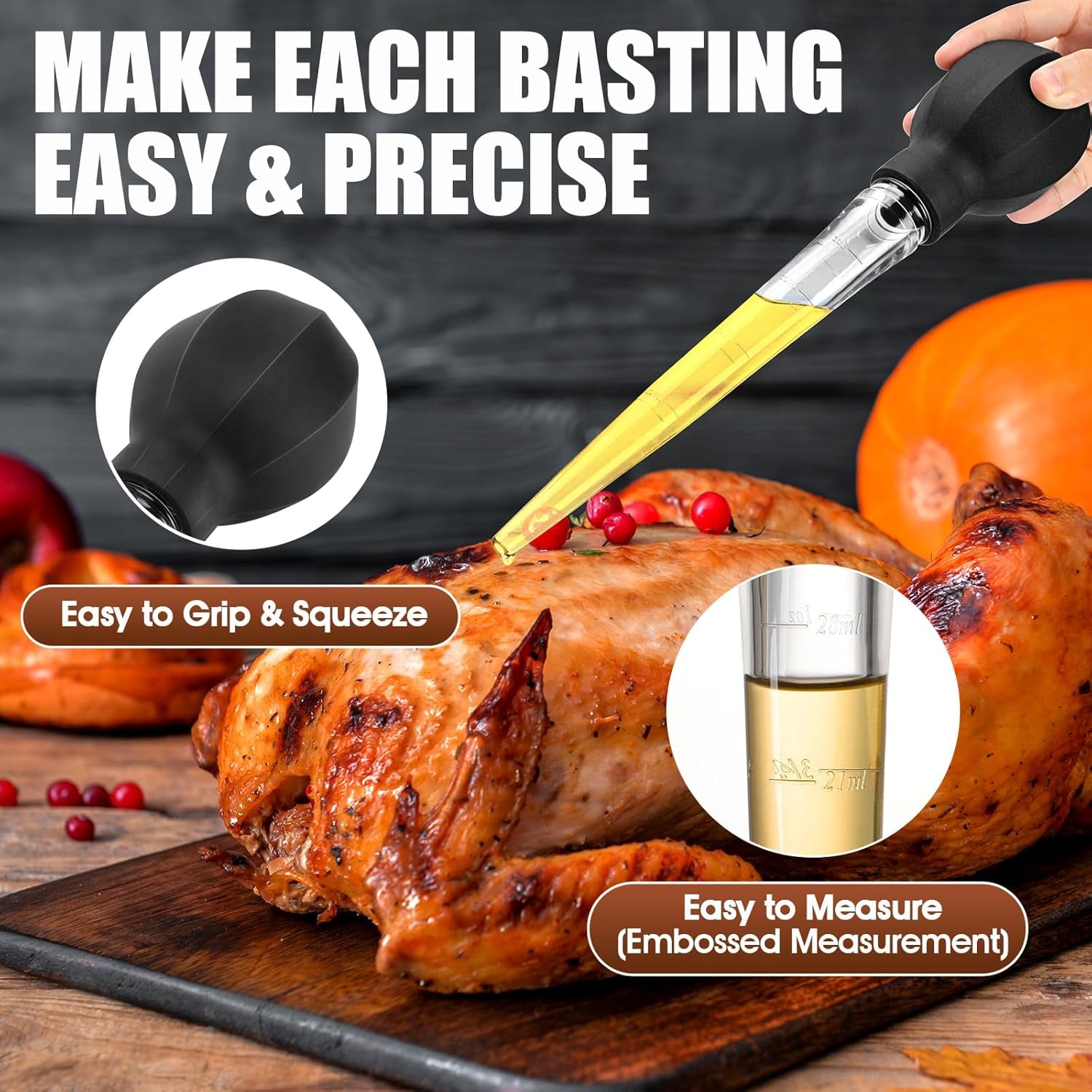 Large Turkey Baster with Cleaning Brush – Heat-Resistant Cooking Baster