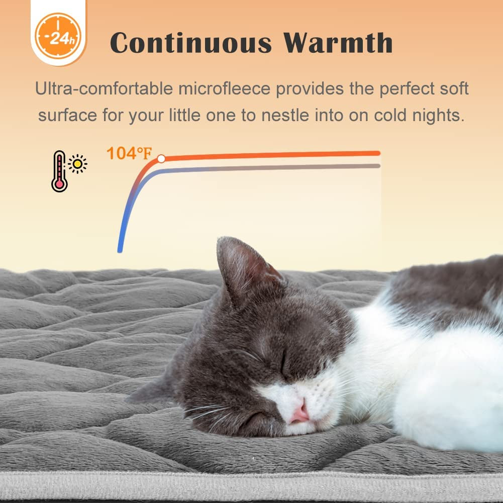 Self-Warming Pet Mat for Cats & Dogs – Thermal Crate Pad, 34.6" × 22.8", Coffee