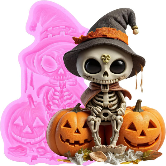 Halloween Skull & Pumpkin Silicone Fondant Mold for Cake Decorating